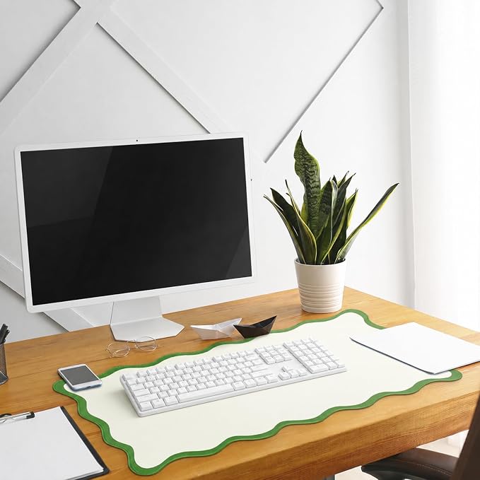 Hahafelt Scalloped Desk Mat Large Desk Pad Cute Coquette Table Mat Back to - Image 5