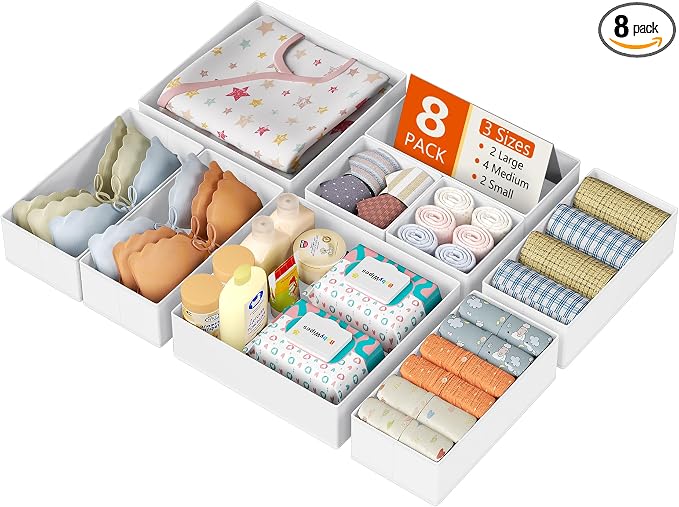 DIMJ Drawer Organizer Clothes, 8 Pack Dresser Organizer, Foldable Closet by DiMJ