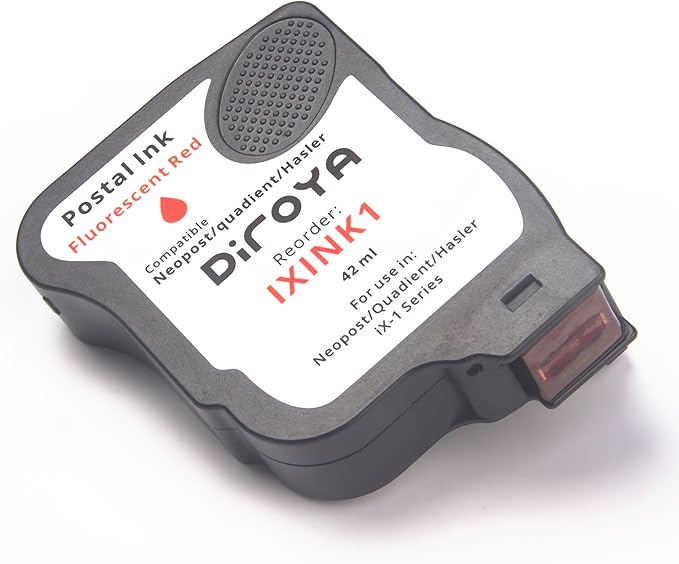 IXINK1 Ink Cartridge High Yield Replacement for Neopost Quadient Hasler iX-1 Series Franking Machine A0146668 Fluorescent Red Postage Meter Ink-DeskLoop Office
