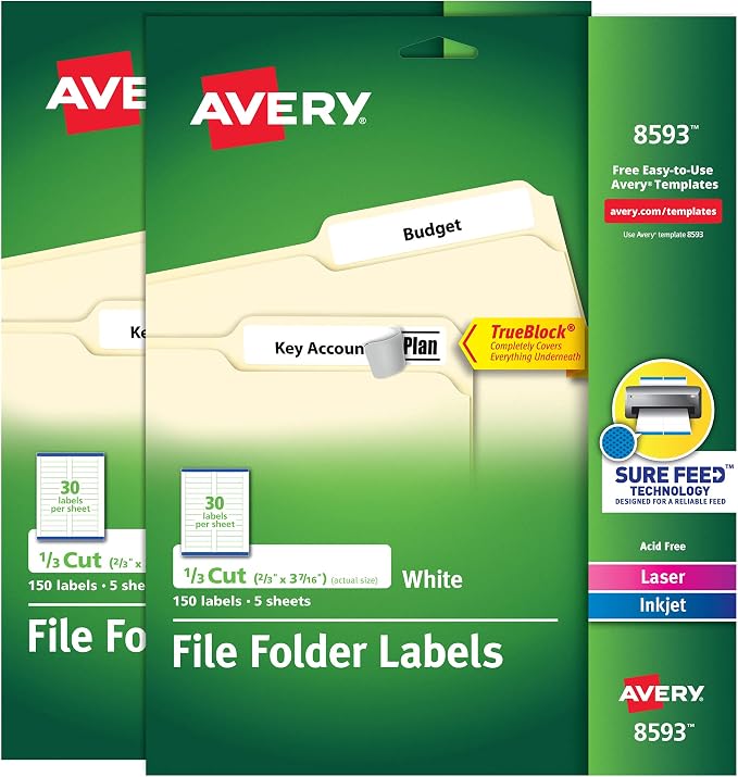 Avery File Folder Labels with TrueBlock Technology, Permanent Adhesive by Avery