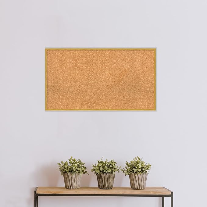 Amanti Art Natural Cork Board for Wall, 21x37 Vision Board with White Frame, Large Corkboard Office Decor for Home Organization, Modern Corkboard Pinboard to Display Items for Home Organization in-DeskLoop Office