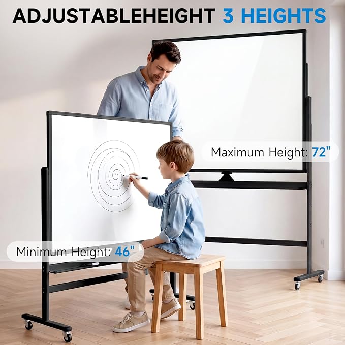 Rolling Whiteboard 60"x48" Magnetic Dry Erase Board - Image 6