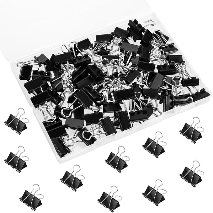 SANNIX 75 PCS Mini Binder Clips, 3/4 inch 19mm Binder Clips Black Paper Clamps Small Size for Office Home School-DeskLoop Office