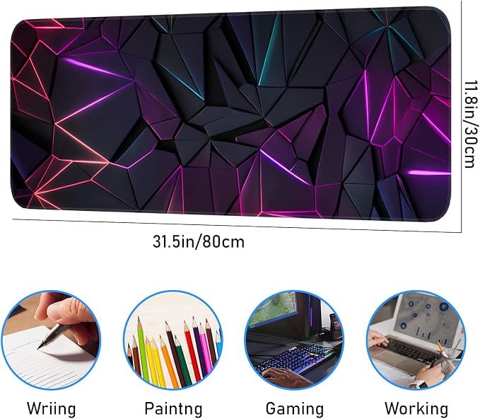 Stylish Geometric Design Gaming Mouse pad, Non-Slip Rubber Base, Stitched Edges - Image 3