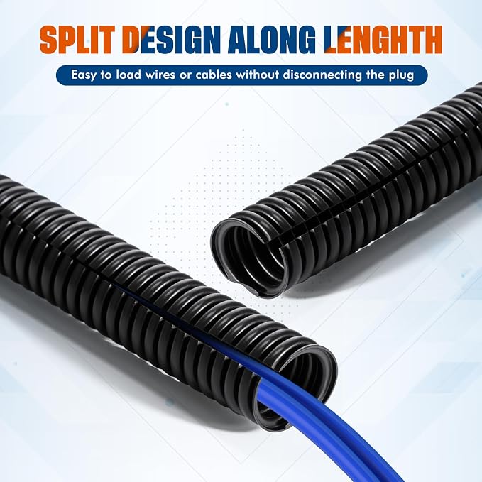 Sasylvia 1/4", 3/8" X 10 ft Split Wire Loom Tubing Automotive Wire Loom - Image 2