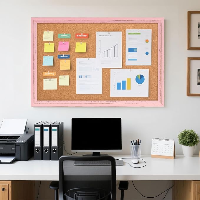 Cork Board Bulletin Board, Decorative Pin Board, Wall Mounted, - Image 6