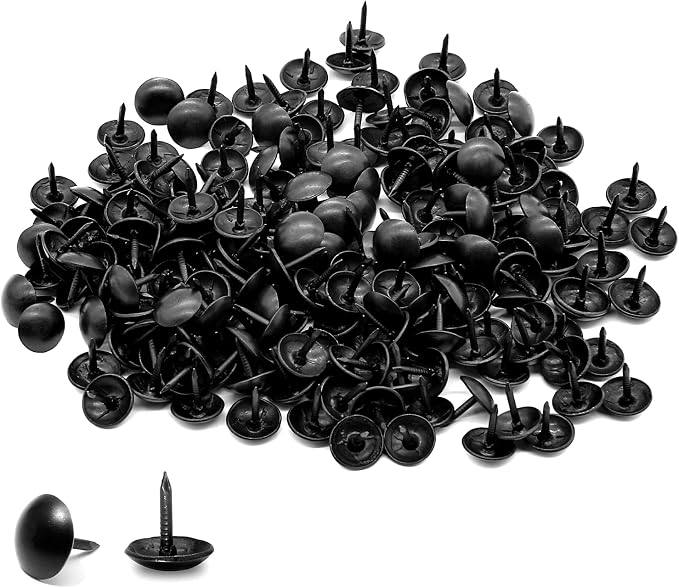 Bivethoi 220 Pcs Black Upholstery Tacks, 1/3 Inch Metal Round Head Thumb Tacks by Bivethoi
