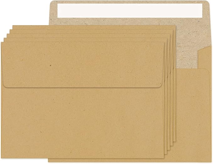 100 Packs Kraft 4x6 Envelopes for Invitation Card, A6 Small Envelopes Self Seal by Ouzoustate