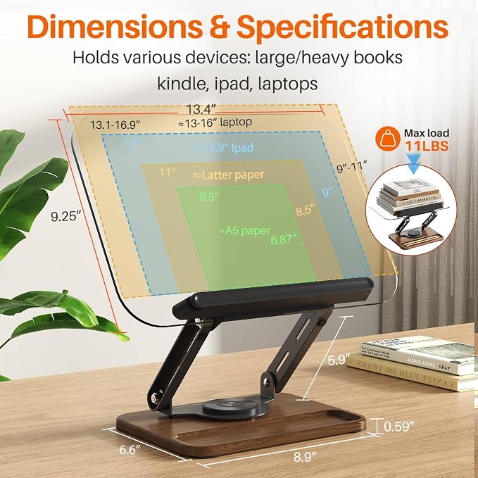 BYMECOST Acrylic Book Stand for Reading, 360°Rotating Book Holder - Image 2