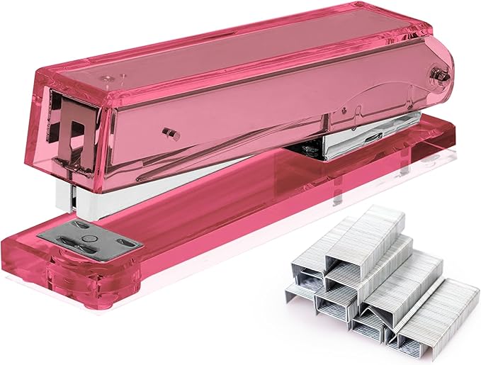 OfficeGoods Acrylic Stapler – Aesthetic & Durable Pink Desk Staple by OfficeGoods