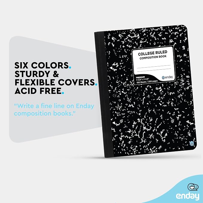 Enday Composition Notebook Hard Cover Marble composition notebook, 100 Sheets - Image 4