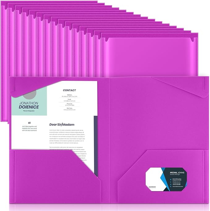 Henoyso 36 Pack Fluorescent Purple Plastic Folders by Henoyso