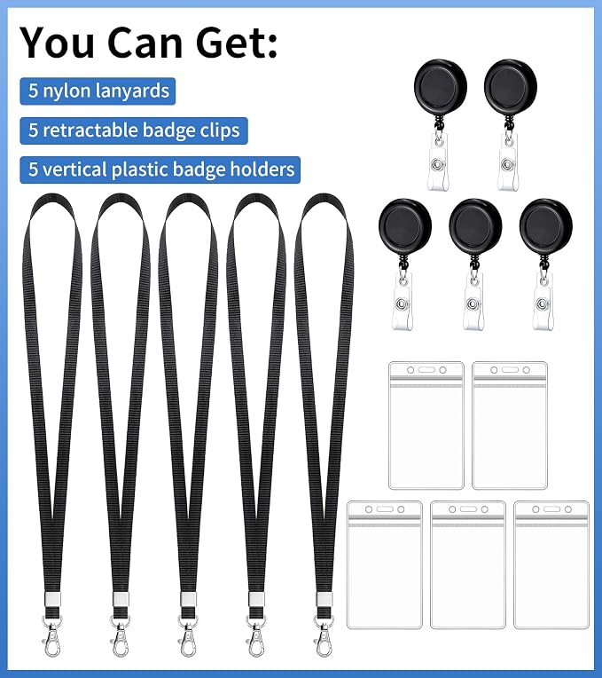 Teskyer Retractable Lanyards for ID Badges, 5 Pack | Durable Nylon Lanyard - Image 4