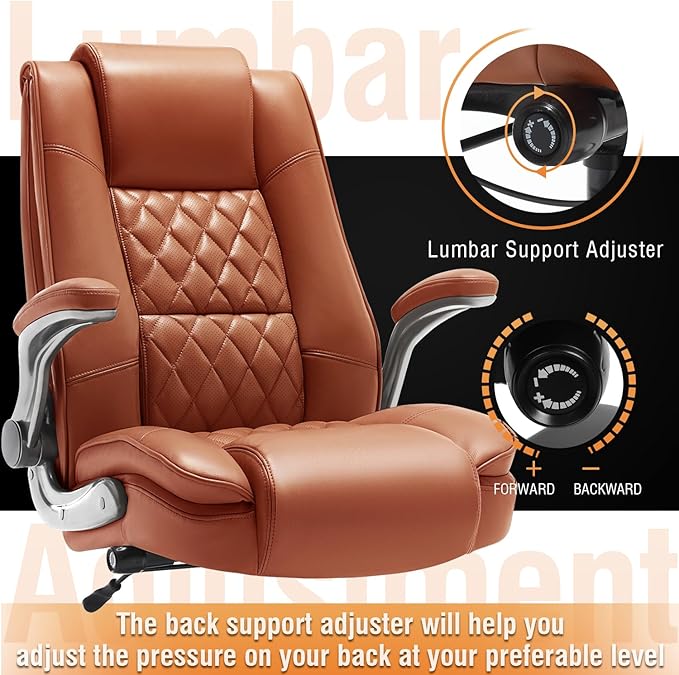 EZAKI High Back Office Chair-Flip-up Arms Executive Computer Desk Chair, Built-in Lumbar Support Thick Padded Adjustable Rock Tension Ergonomic Design for Back Pain-DeskLoop Office