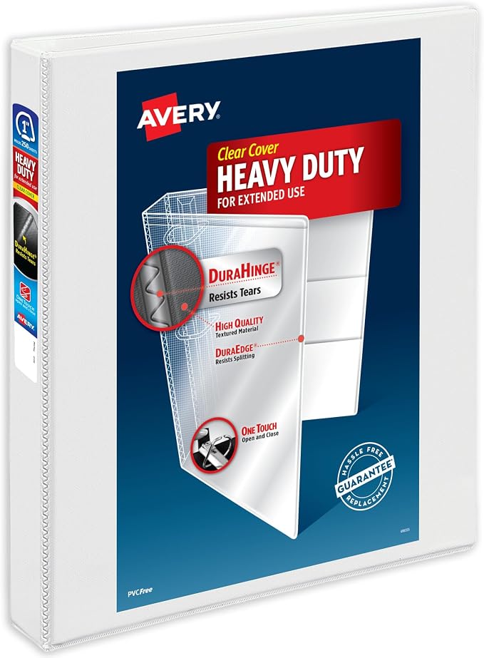 Avery Heavy-Duty View 3 Ring Binder, 1 Inch One Touch Slant Rings, 250-Sheet by Avery