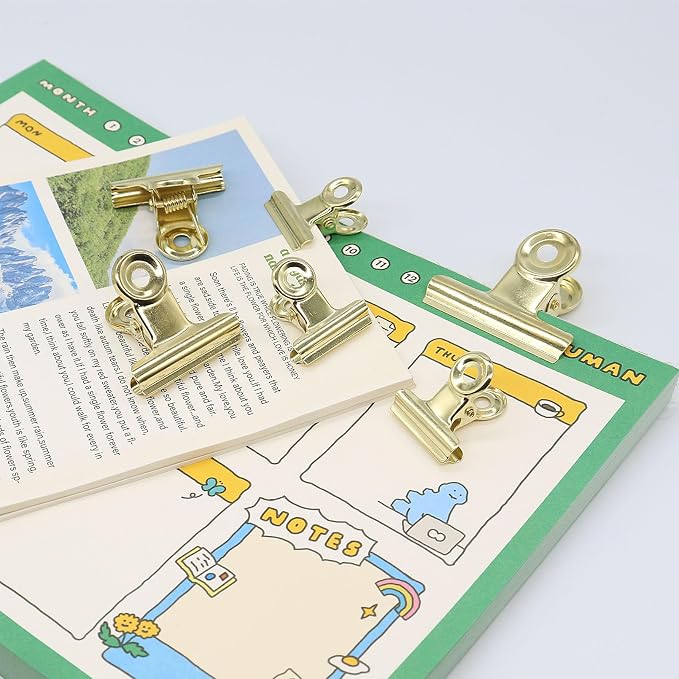Gold Bulldog Clips, Binder Paper Clips, School and Office. - Image 6