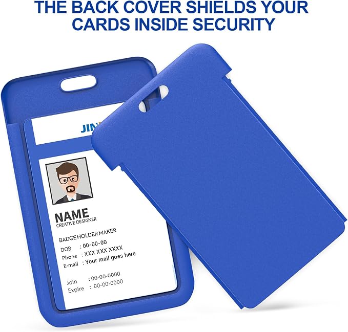JINEASY ID 10 Pack Plastic ID Badge Holder Vertical Hard ID Card Holders - Image 6