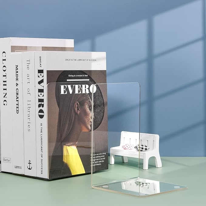 Adwikoso Clear Acrylic Book Ends, Non-Slip Book Holder Stand, Decorative Book - Image 2