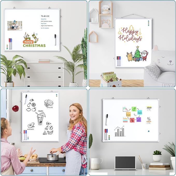 MaxGear White Board for Wall, Includes 3 Dry Erase Markers 4 magnets Double - Image 7