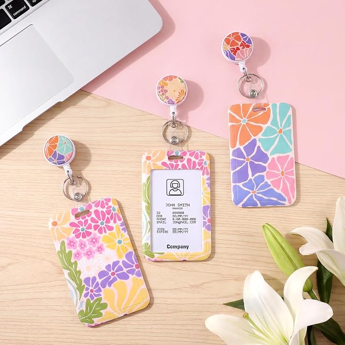 3 Set Badge Holder Retractable Reel Bloom ID Badge Holders - Image 7