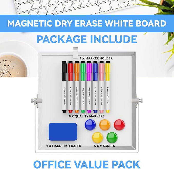 Dry Erase White Board, Cazeyoo Magnetic Desktop Whiteboard 10 x 10inch - Image 2