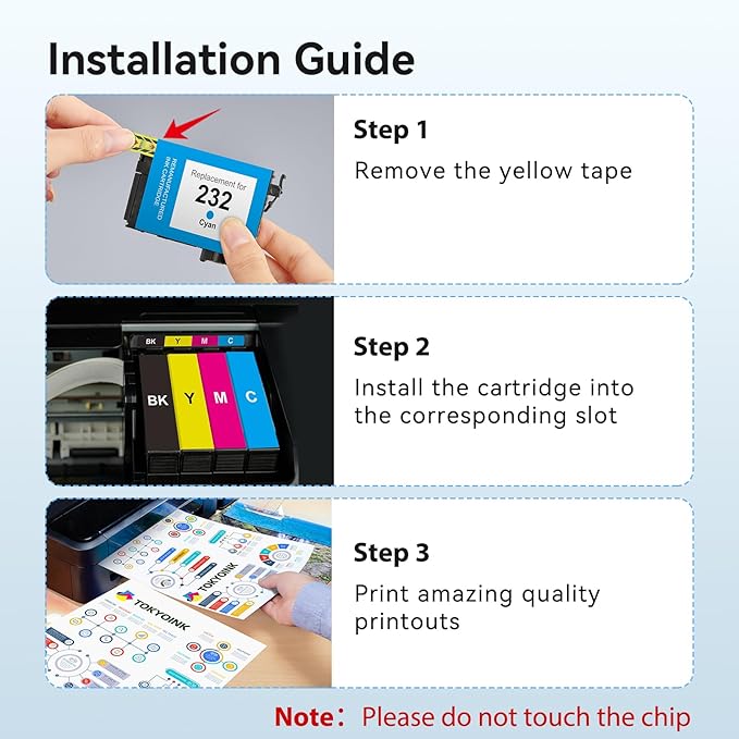 TOKYOINK 232XL Ink Cartridges Combo Pack Remanufactured Replacement for 232 Ink Cartridge 232 XL for Printer XP-4200 WF-2930 XP-4205 WF-2950 Printer Ink (Black, Cyan, Magenta, Yellow 4 Pack)-DeskLoop Office