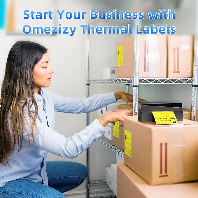 4x6 Thermal Labels, 1 Packs of 500 4x6 Fold Labels Yellow - Compatible with JADENS, ASprink, Phomemo, Rollo, Zebra, Omezizy and Other Thermal Printers-DeskLoop Office