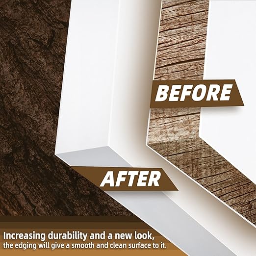 GSCIT Club White Edge Banding, 7/8 inch x 50ft Melamine Edge Banding with Hot Melt Adhesive Preglued Cabinet Edge Banding Flexible White Veneer-DeskLoop Office