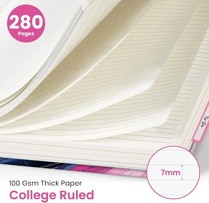Large Lined Spiral Journal for Women Cute Hardcover 5 Subject Notebook for Work - Image 2