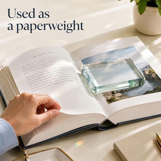 4 PCS Glass Paperweight: Clear Paper Weights Blocks - Image 3