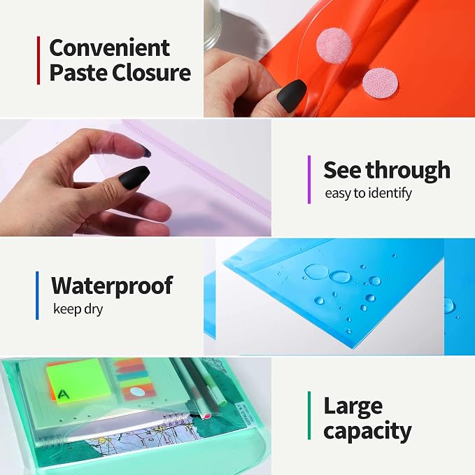 LEOBRO Plastic File Folders for Documents, Reusable File Folders File Bags - Image 5