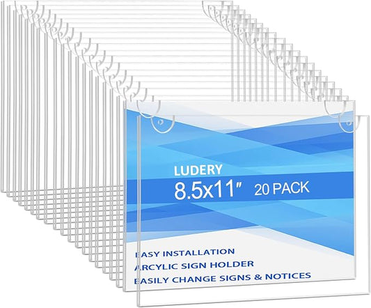 Acrylic Sign Holder 11x8.5 Horizontal, Wall Mount Document Holder, Restaurant by Ludery