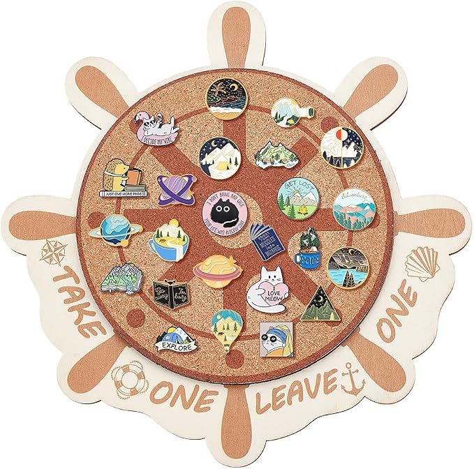 BENECREAT Cork Brooch Board, Wall Cork Tray Nautical Compass Pin Board by BENECREAT