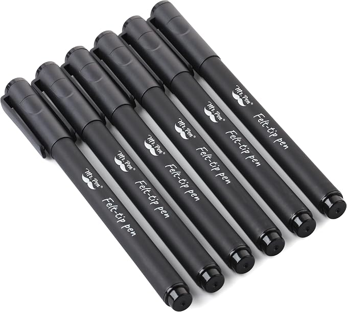 Mr. Pen- Black Felt Tip Pens, Fine Point, 6 Pack, Fast Drying, No Smear | Bible - Image 8