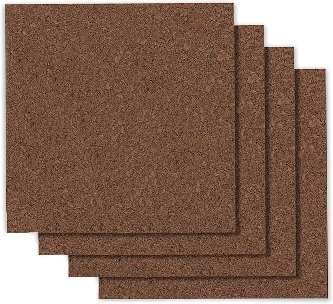 Quartet Cork Tiles, Bulletin Board Cork Panels 12" x 12" x 3/8", Dark Brown by Quartet