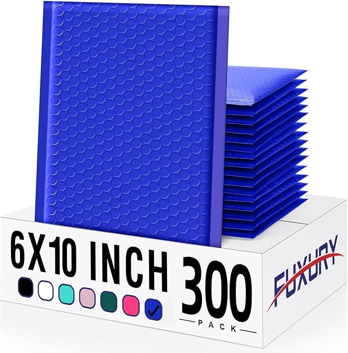 Fuxury 300 Pack Royal Blue Bubble Mailers 6x10" Bubble Shipping Envelopes | by Fuxury