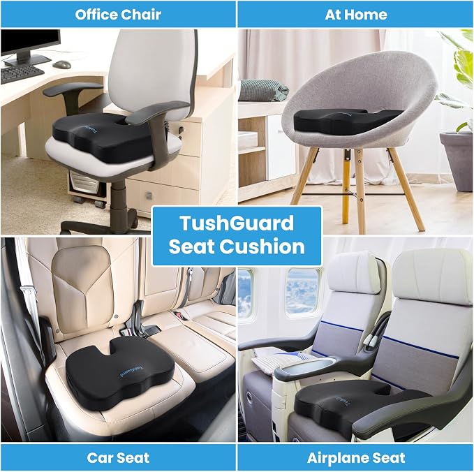 TushGuard Seat Cushion for Office Chair Memory Foam Non-Slip Cushion Back - Image 7