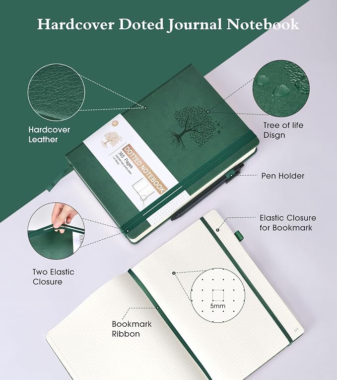 Ansopu Dotted Journal Notebook, 360 Numbered Pages Bullet Dot Journals - Image 2