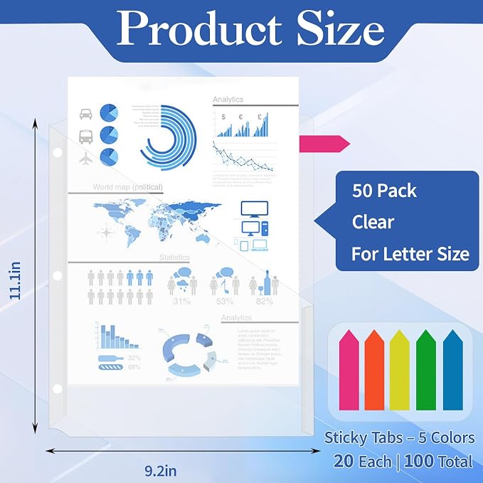 Binditek 50 Pack Transparent Clear Slash File Jacket - Image 2