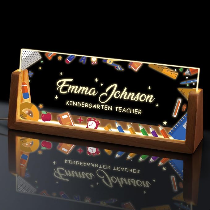 Custom Light Up Name Plate for Desk, Personalized LED Acrylic Name Sign by GifXifyCustomGifts