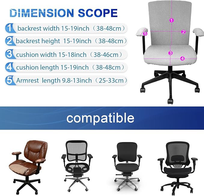 Tallew 8 Pcs Office Chair Covers Set Computer Universal Protective Stretchable - Image 2