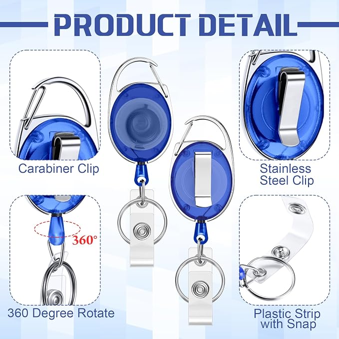 Laumoi 60 Pack Heavy Duty Retractable Badge Holder Reel - Image 3
