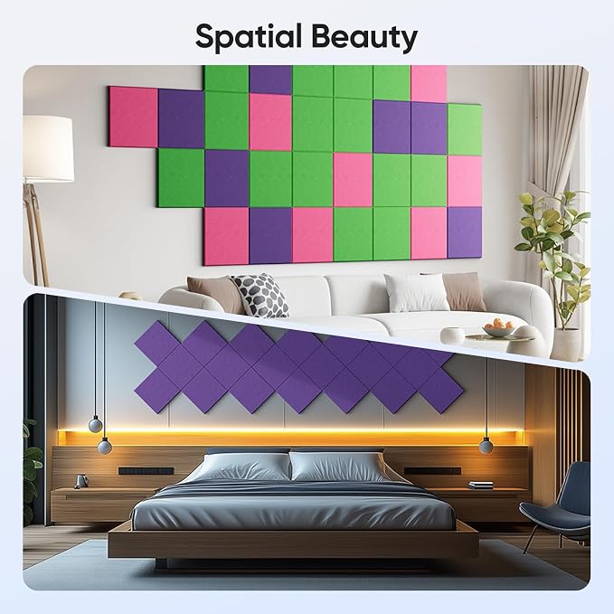 UNECHO 12 Pack 12" X 12" X 0.4" Acoustic Panels - Image 5