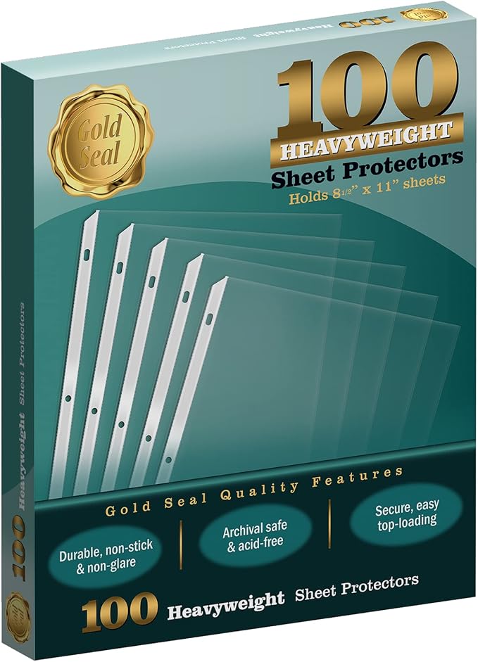 GOLD SEAL 100 Clear Heavyweight Poly Sheet Protectors, 8.5" x 11" by GOLDSEAL