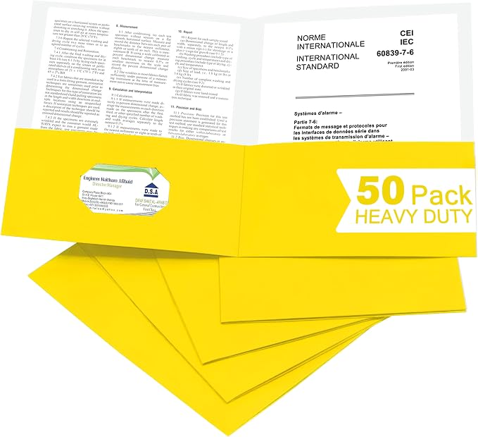 Zzrywuty 50 Packs Yellow Two Pocket File Folders by Zzrywuty
