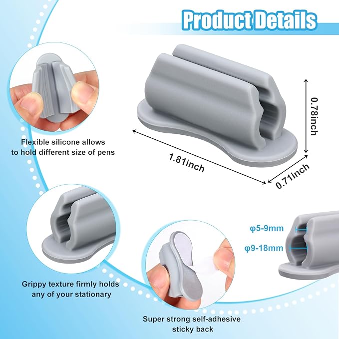 BOBOKA 20 Pack Upgraded Pencil Holder, Adhesive Pen Holder - Image 2