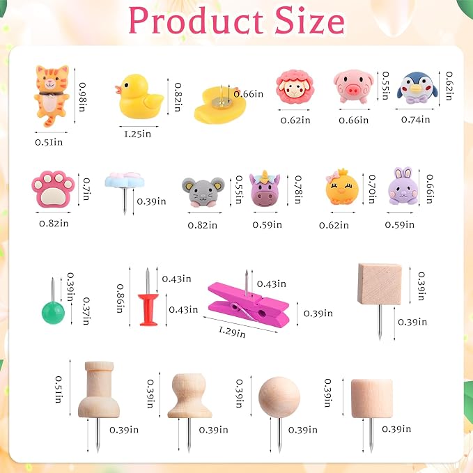 117 Pieces Push Pins Set Cute Thumb Tacks Decorative Push Pins - Image 2