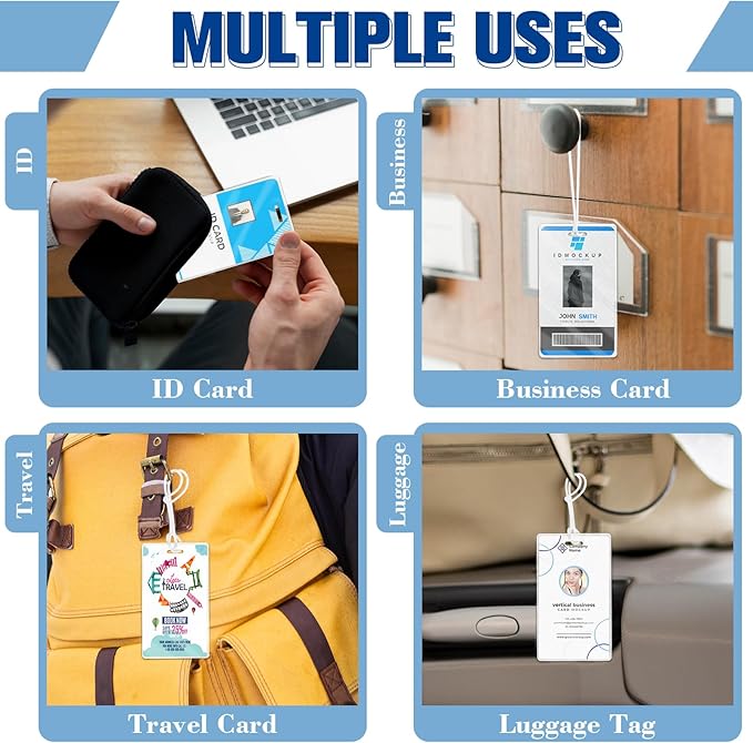 100 Pieces 10 Mil 2 1/2" x 4 1/4" Laminating Pouches with Slot Hole Printable Luggage Tags Clear Thermal Laminate Pouch Tags Kit Resealable for Work Permits Pass Cards Student ID Cards (100, 10 Mil)-DeskLoop Office