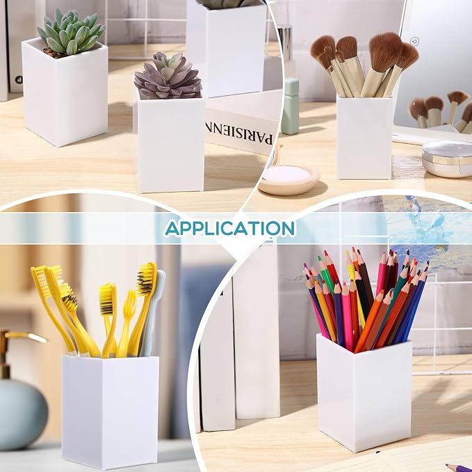 Crtiin 20 Pieces Acrylic Pencil Holder Makeup Brush Holder Pen - Image 3