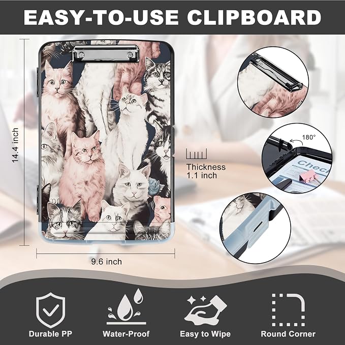 Clipboard with Storage, Storage Clipboard with Pen Holder, Heavy Duty Plastic - Image 2